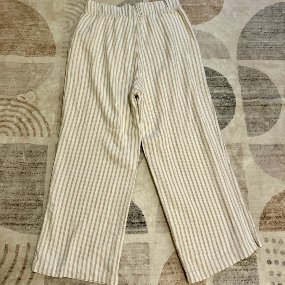 Abercrombie & Fitch Striped Tan Women’s Linen Blend lined Pant size:Sr - Picture 2 of 13
